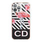 Flamingo Black Geometric iPhone 13 Pro Max TPU Impact Case with Pink Edges