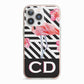 Flamingo Black Geometric iPhone 13 Pro TPU Impact Case with Pink Edges