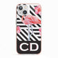 Flamingo Black Geometric iPhone 13 TPU Impact Case with Pink Edges