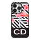 Flamingo Black Geometric iPhone 14 Pro Black Impact Case on Silver phone