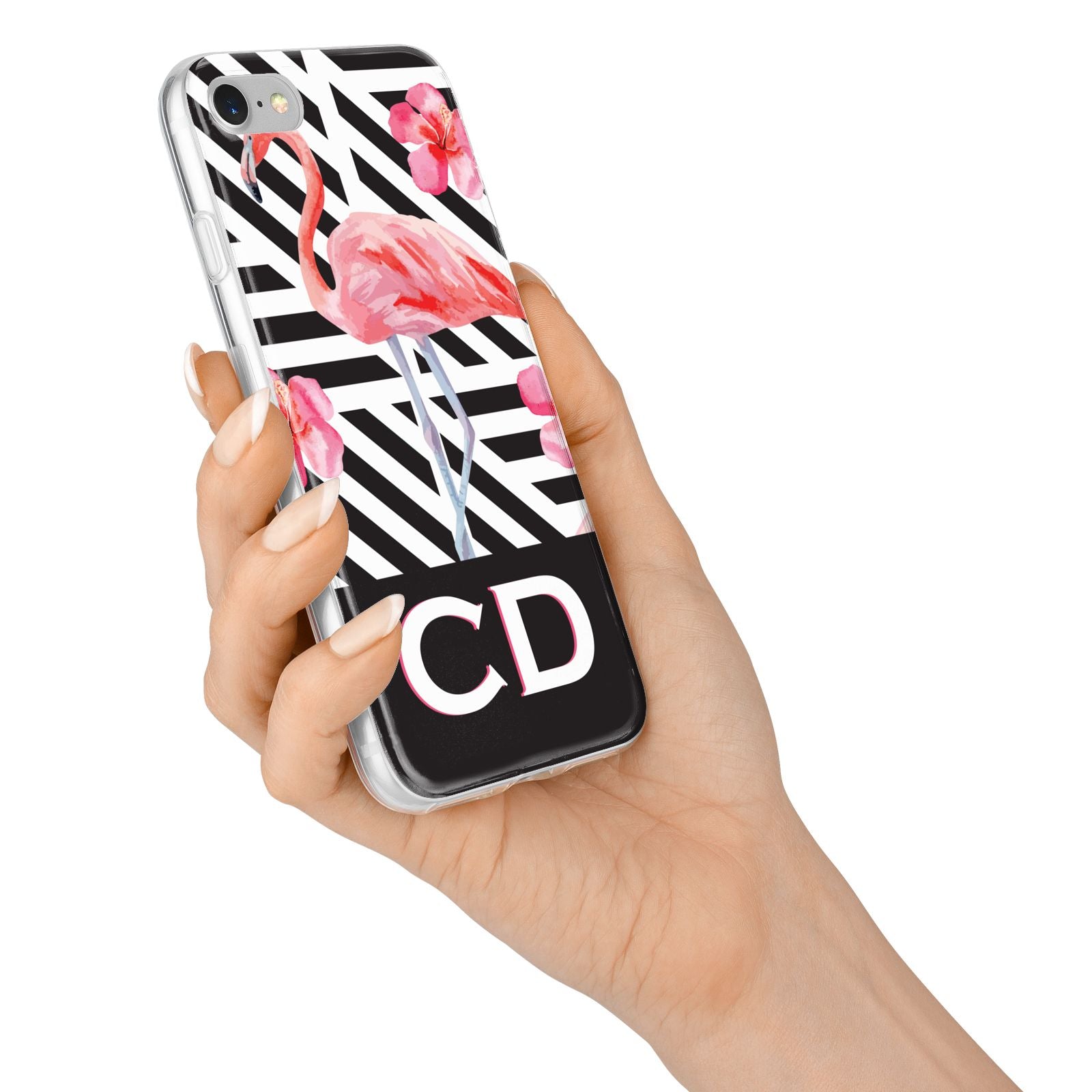 Flamingo Black Geometric iPhone 7 Bumper Case on Silver iPhone Alternative Image