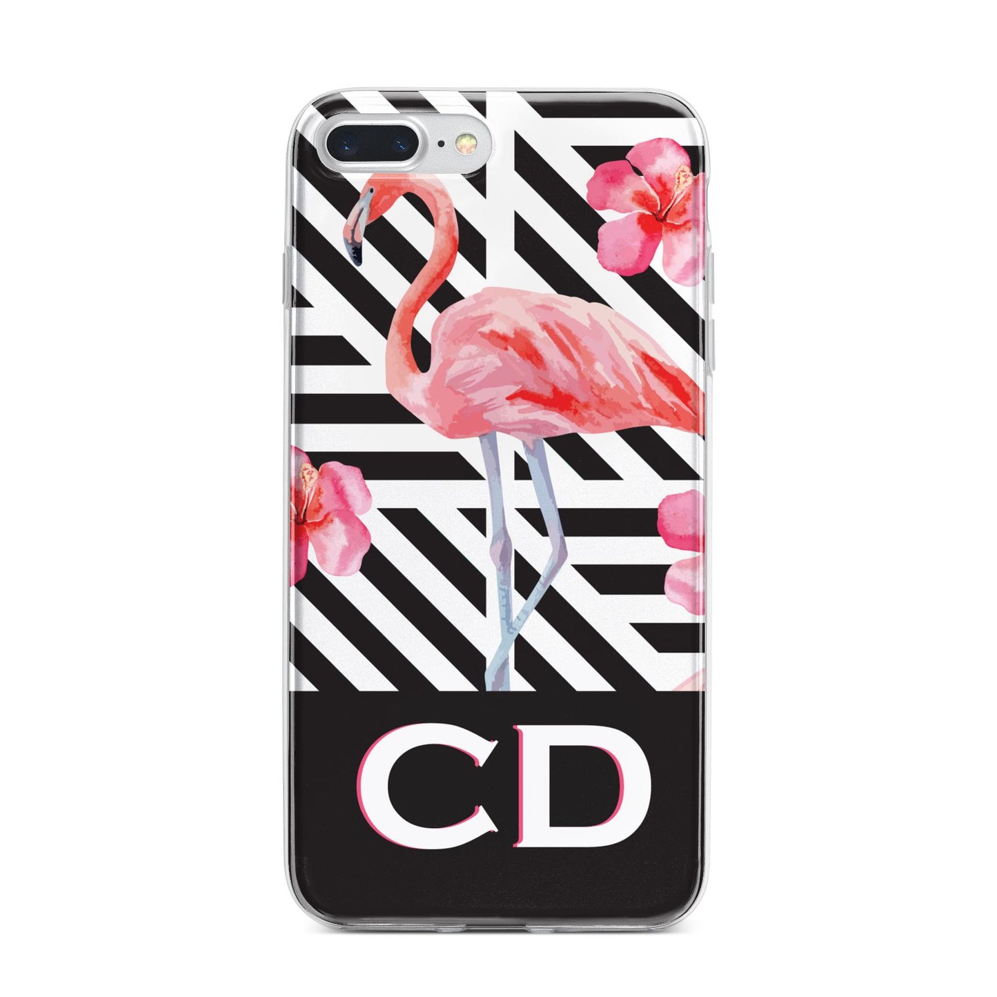Flamingo Black Geometric iPhone 7 Plus Bumper Case on Silver iPhone