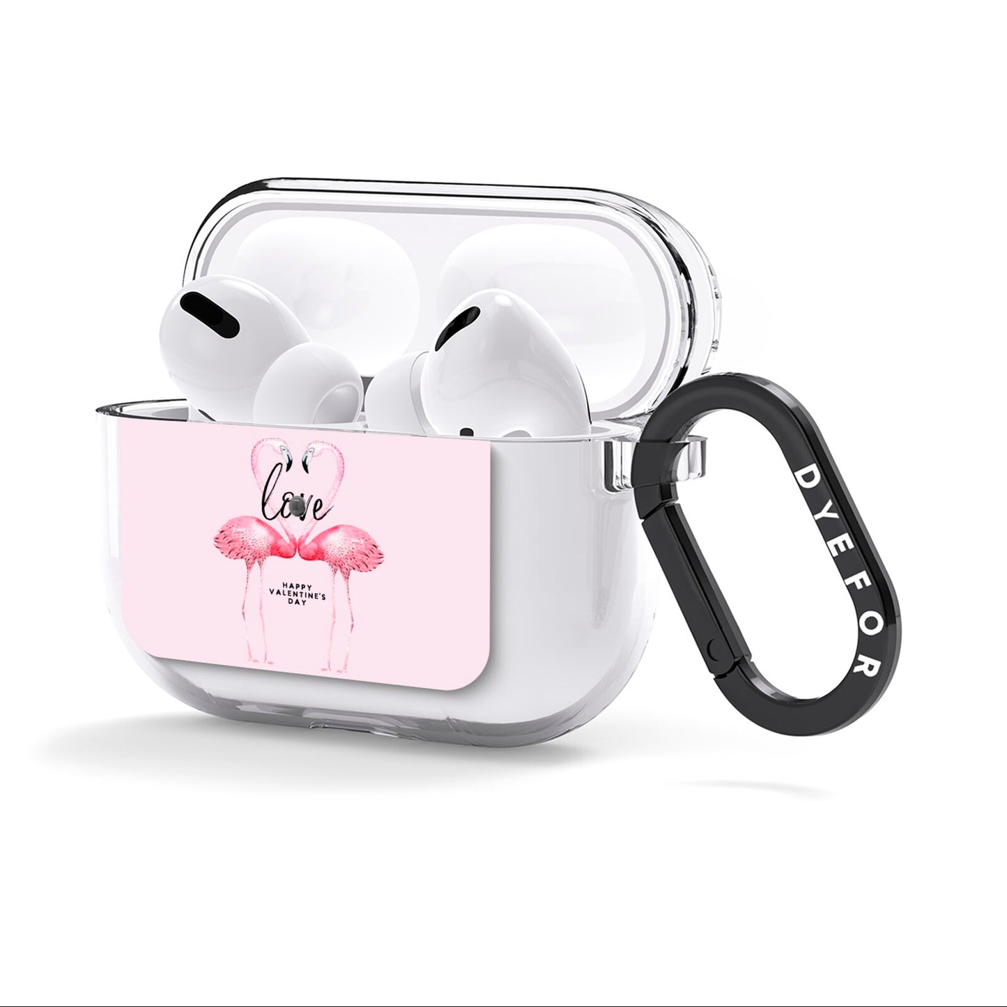 Flamingo Valentines Day AirPods Clear Case 3rd Gen Side Image