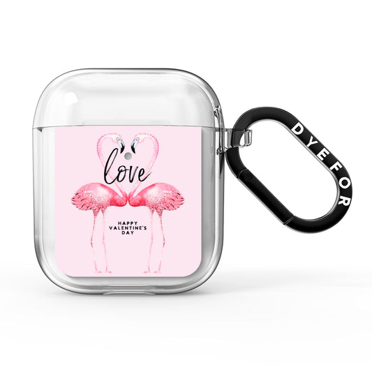 Flamingo Valentines Day AirPods Clear Case