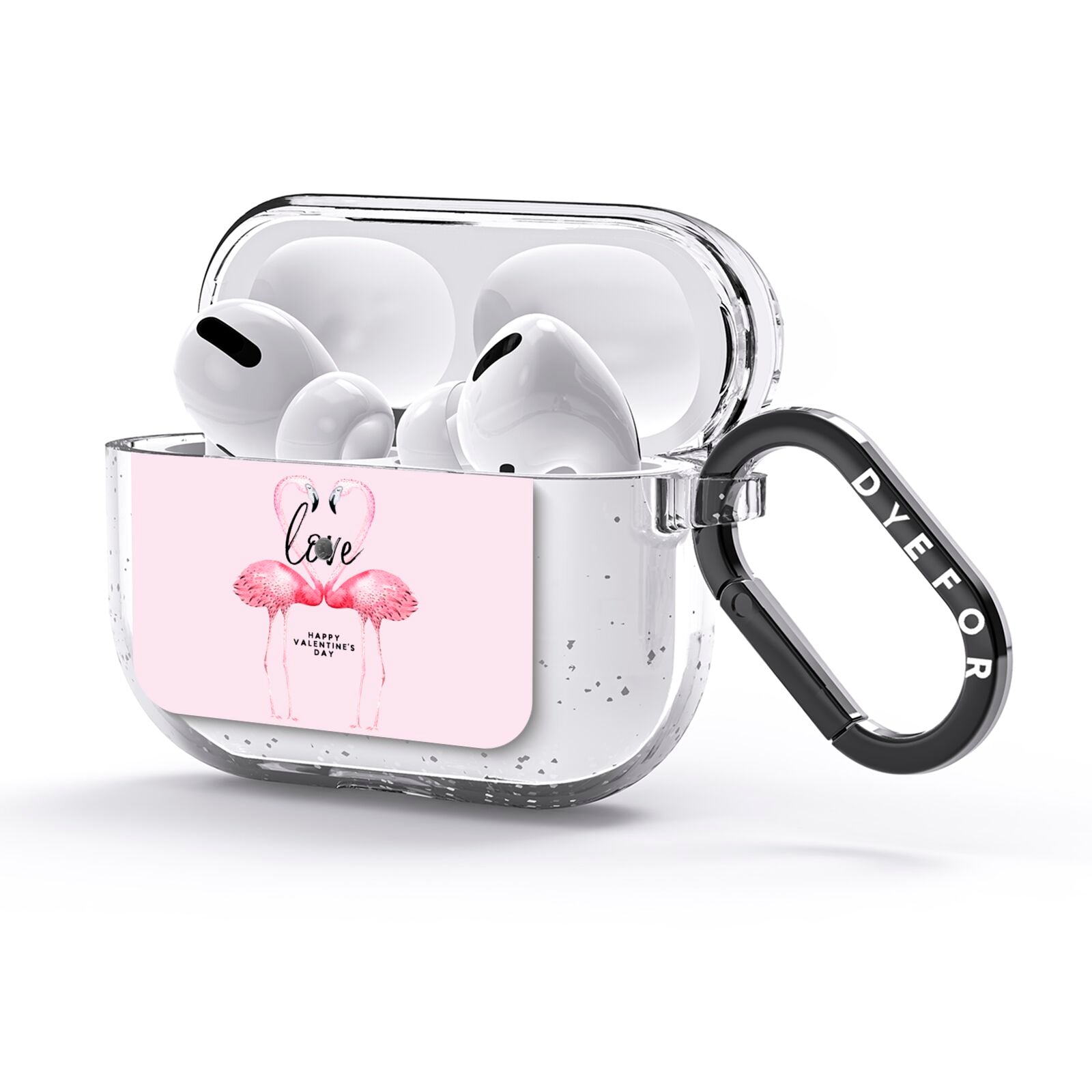 Flamingo Valentines Day AirPods Glitter Case 3rd Gen Side Image