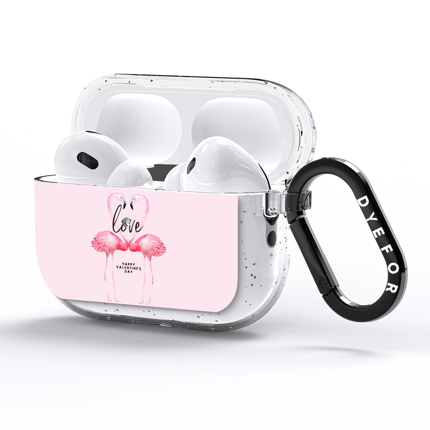 Flamingo Valentines Day AirPods Pro Glitter Case Side Image