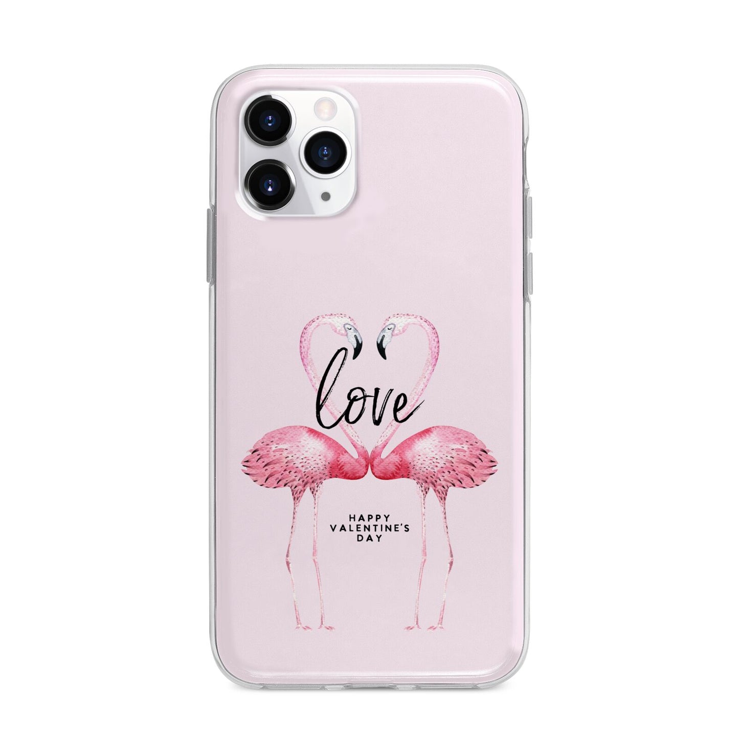 Flamingo Valentines Day Apple iPhone 11 Pro Max in Silver with Bumper Case