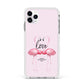 Flamingo Valentines Day Apple iPhone 11 Pro Max in Silver with White Impact Case