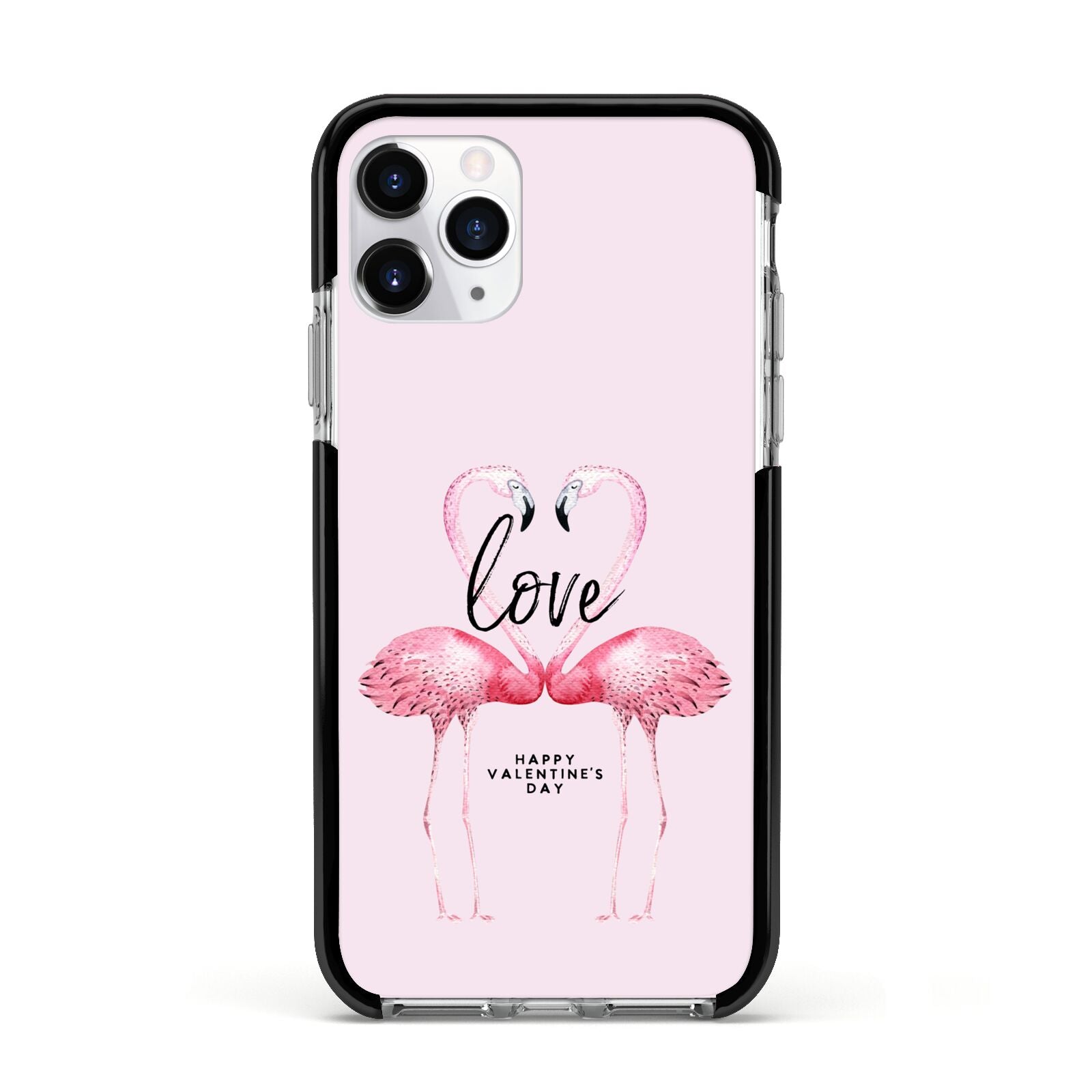 Flamingo Valentines Day Apple iPhone 11 Pro in Silver with Black Impact Case