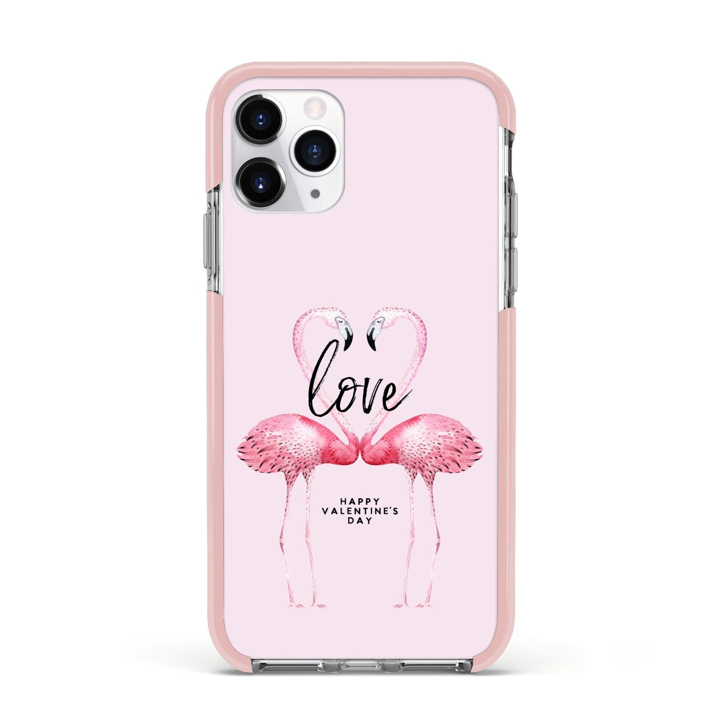 Flamingo Valentines Day Apple iPhone 11 Pro in Silver with Pink Impact Case
