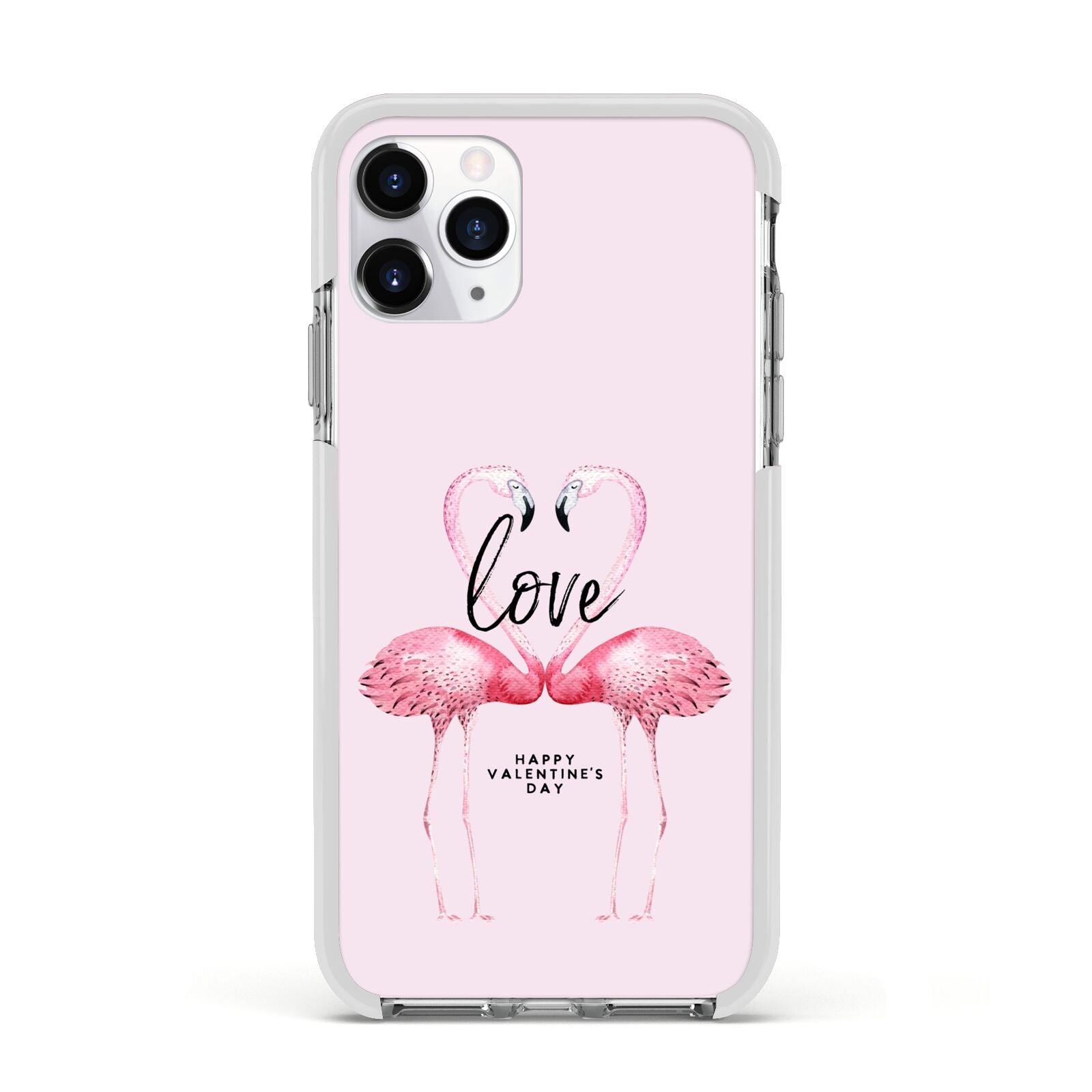 Flamingo Valentines Day Apple iPhone 11 Pro in Silver with White Impact Case