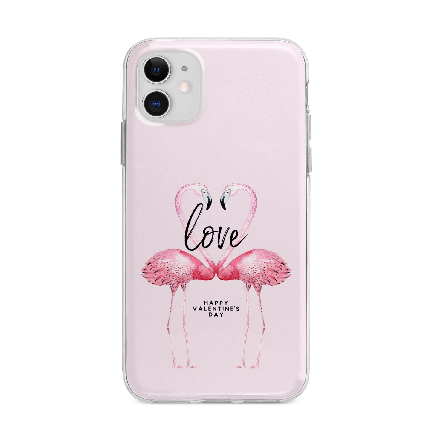 Flamingo Valentines Day Apple iPhone 11 in White with Bumper Case