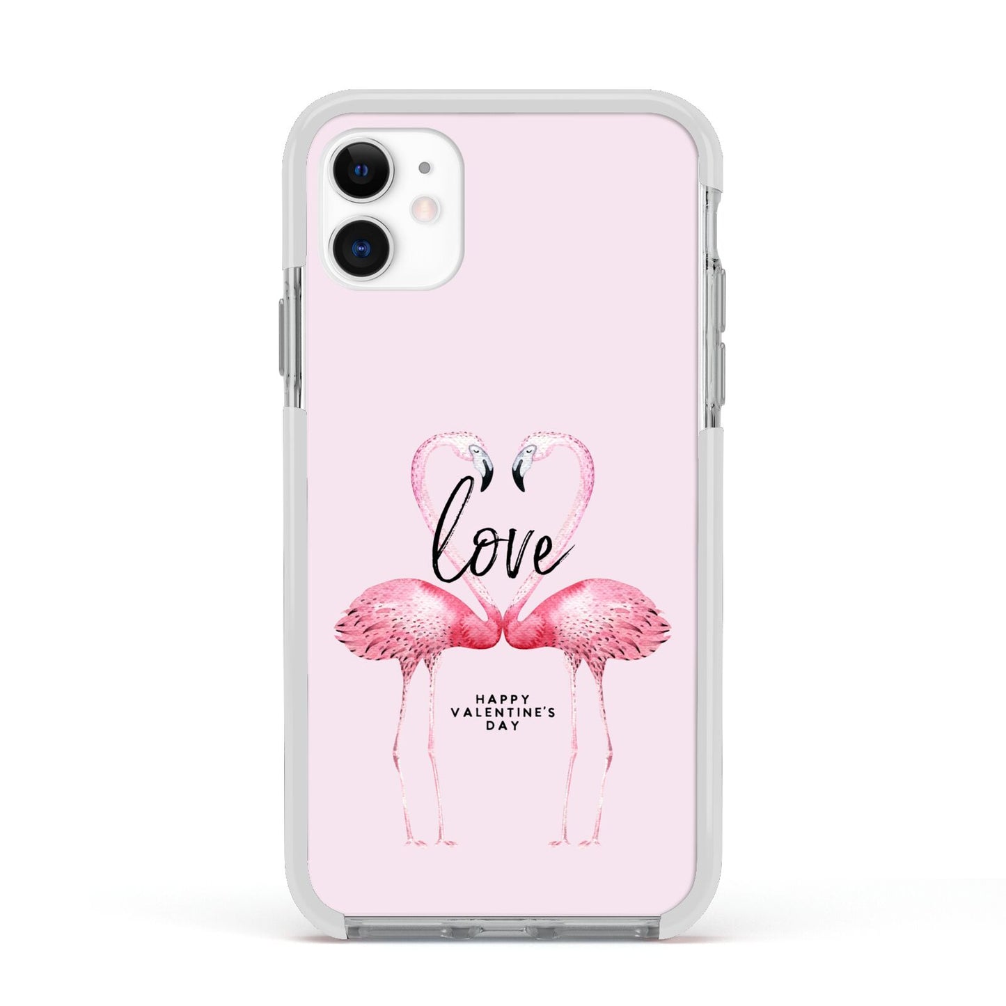 Flamingo Valentines Day Apple iPhone 11 in White with White Impact Case