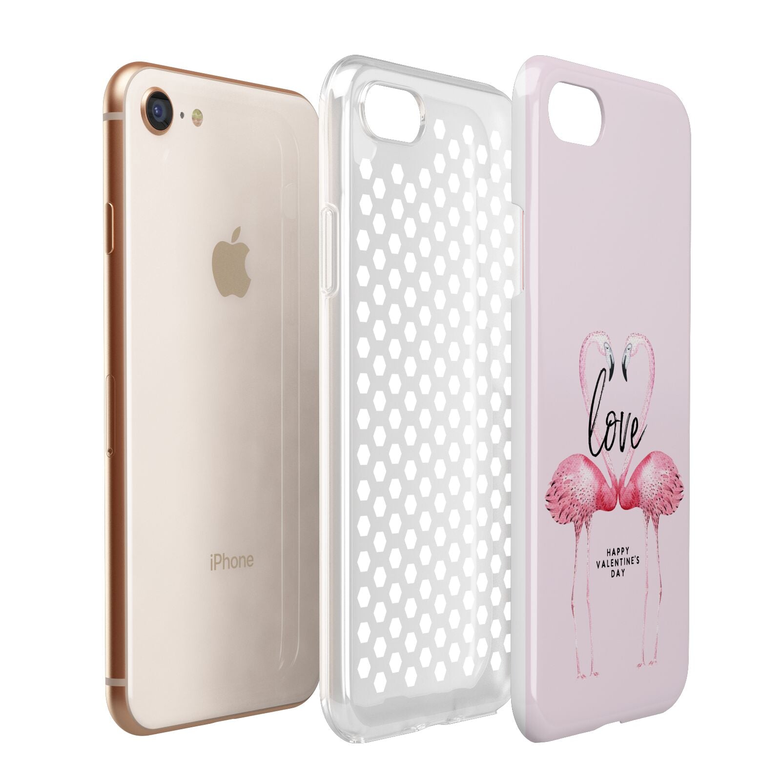 Flamingo Valentines Day Apple iPhone 7 8 3D Tough Case Expanded View