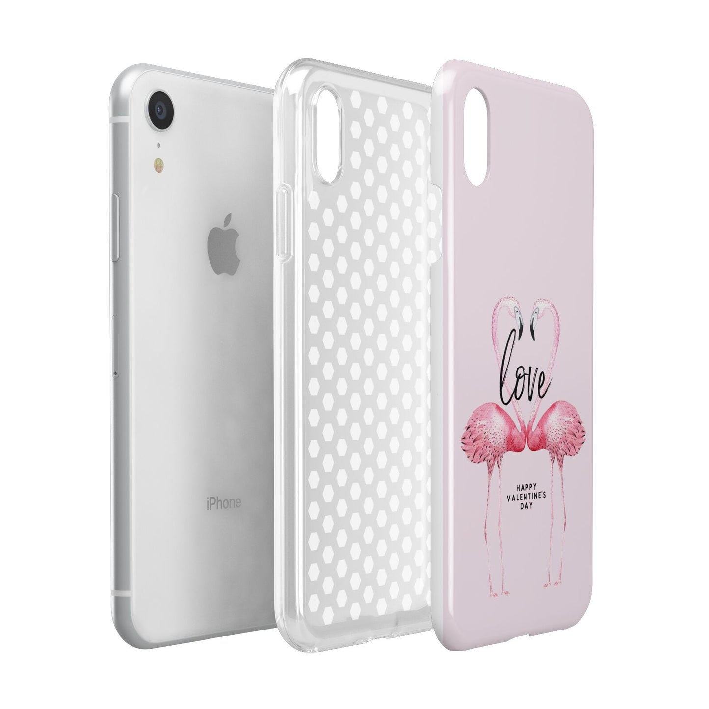 Flamingo Valentines Day Apple iPhone XR White 3D Tough Case Expanded view