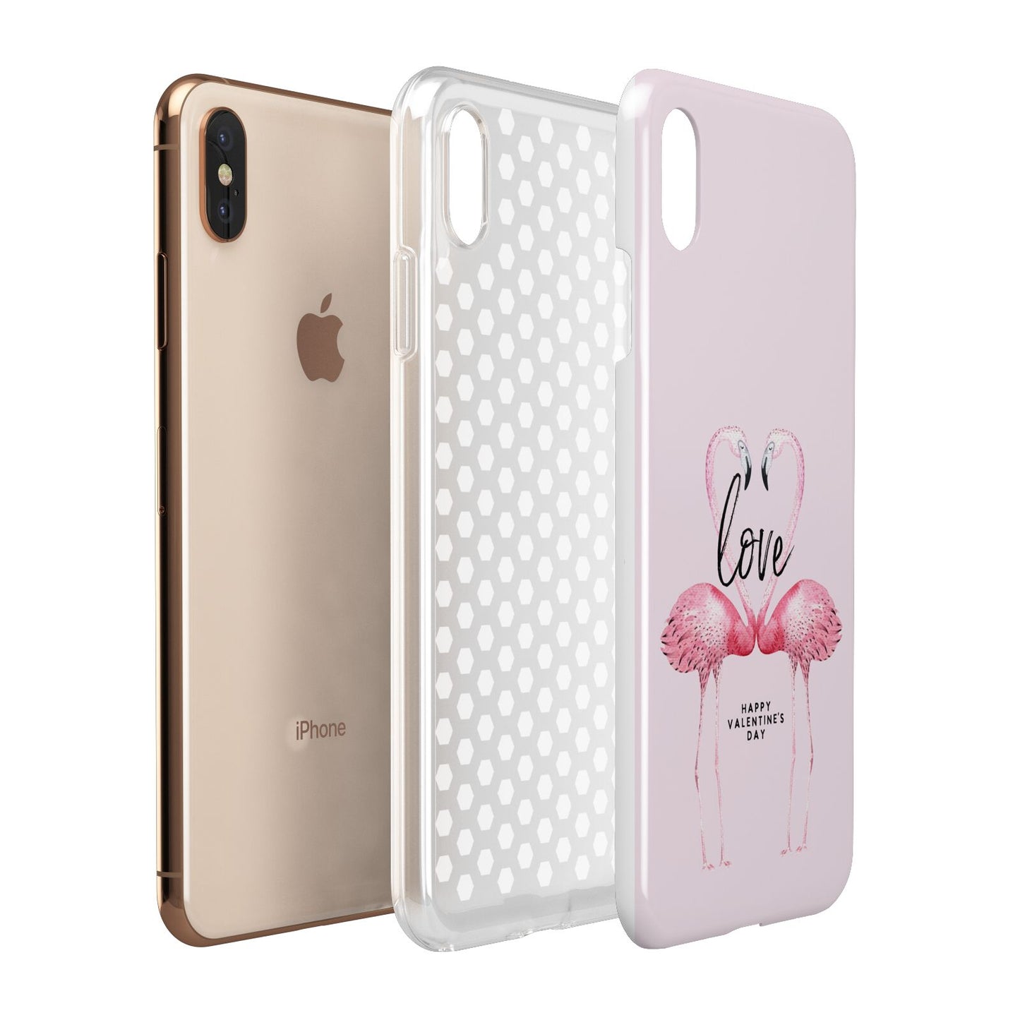 Flamingo Valentines Day Apple iPhone Xs Max 3D Tough Case Expanded View