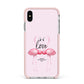Flamingo Valentines Day Apple iPhone Xs Max Impact Case Pink Edge on Silver Phone