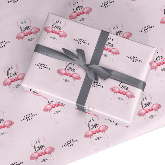Flamingo Valentines Day Custom Wrapping Paper