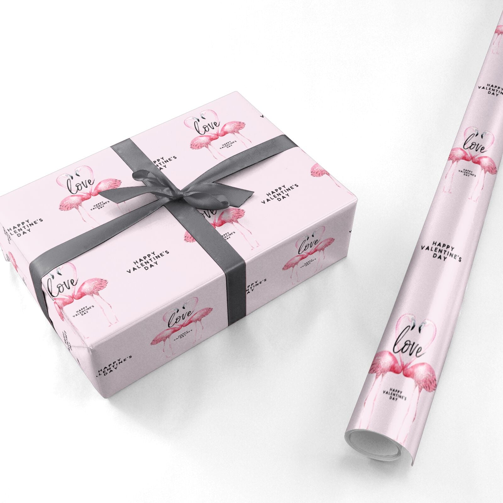 Flamingo Valentines Day Personalised Wrapping Paper