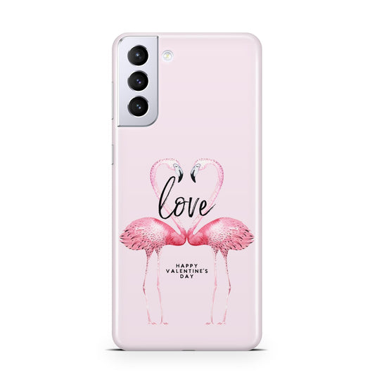 Flamingo Valentines Day Samsung S21 Plus Phone Case