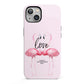 Flamingo Valentines Day iPhone 13 Full Wrap 3D Tough Case