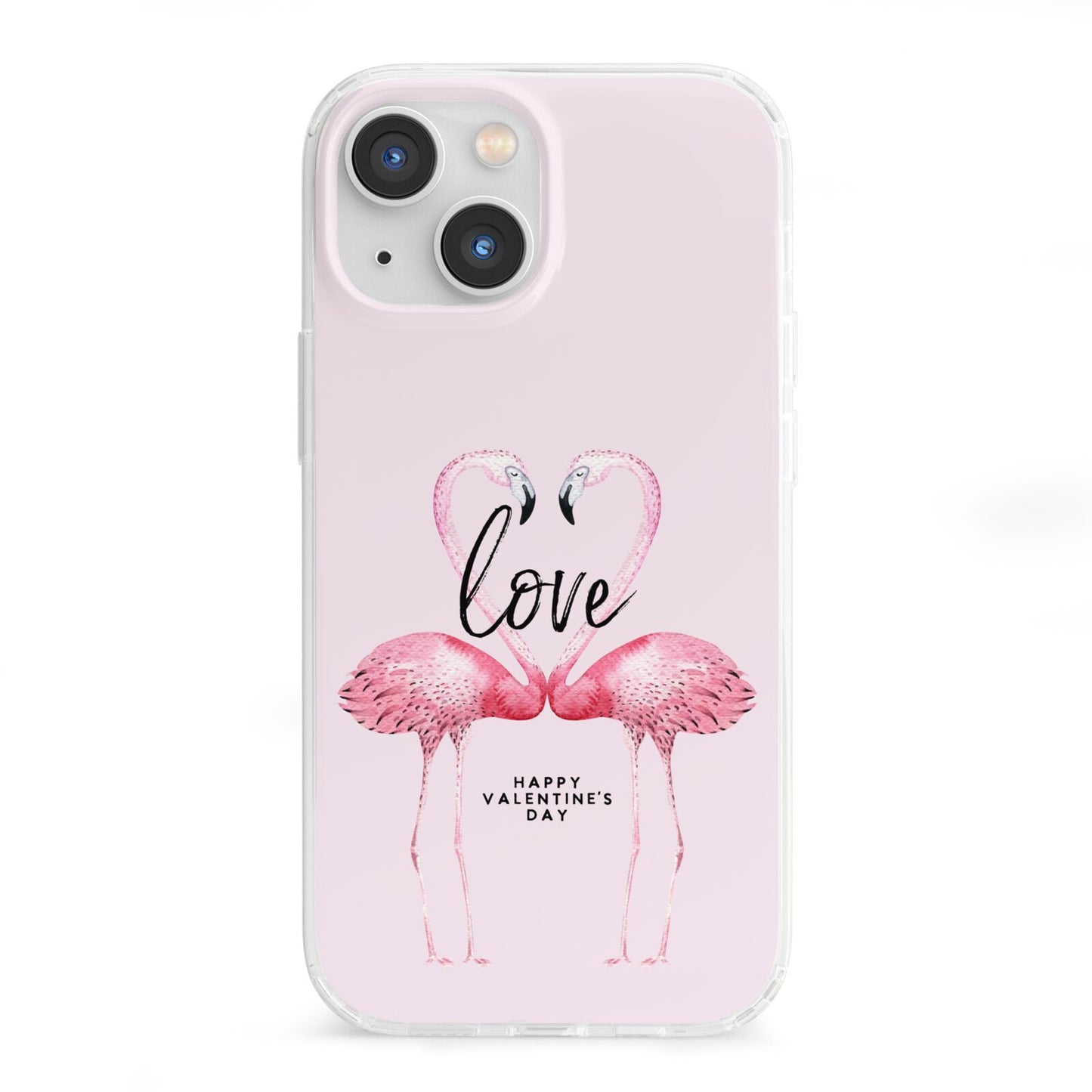Flamingo Valentines Day iPhone 13 Mini Clear Bumper Case