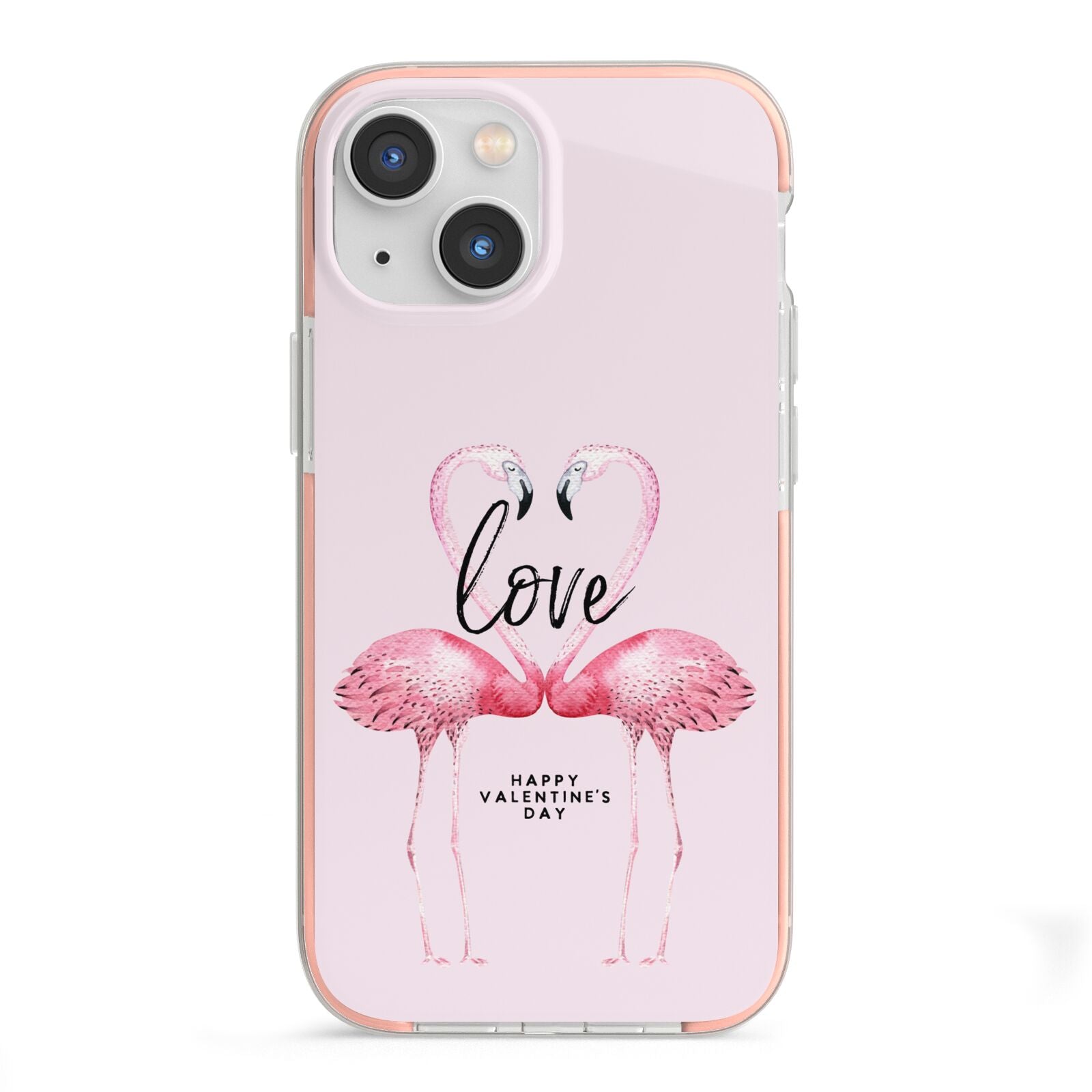 Flamingo Valentines Day iPhone 13 Mini TPU Impact Case with Pink Edges