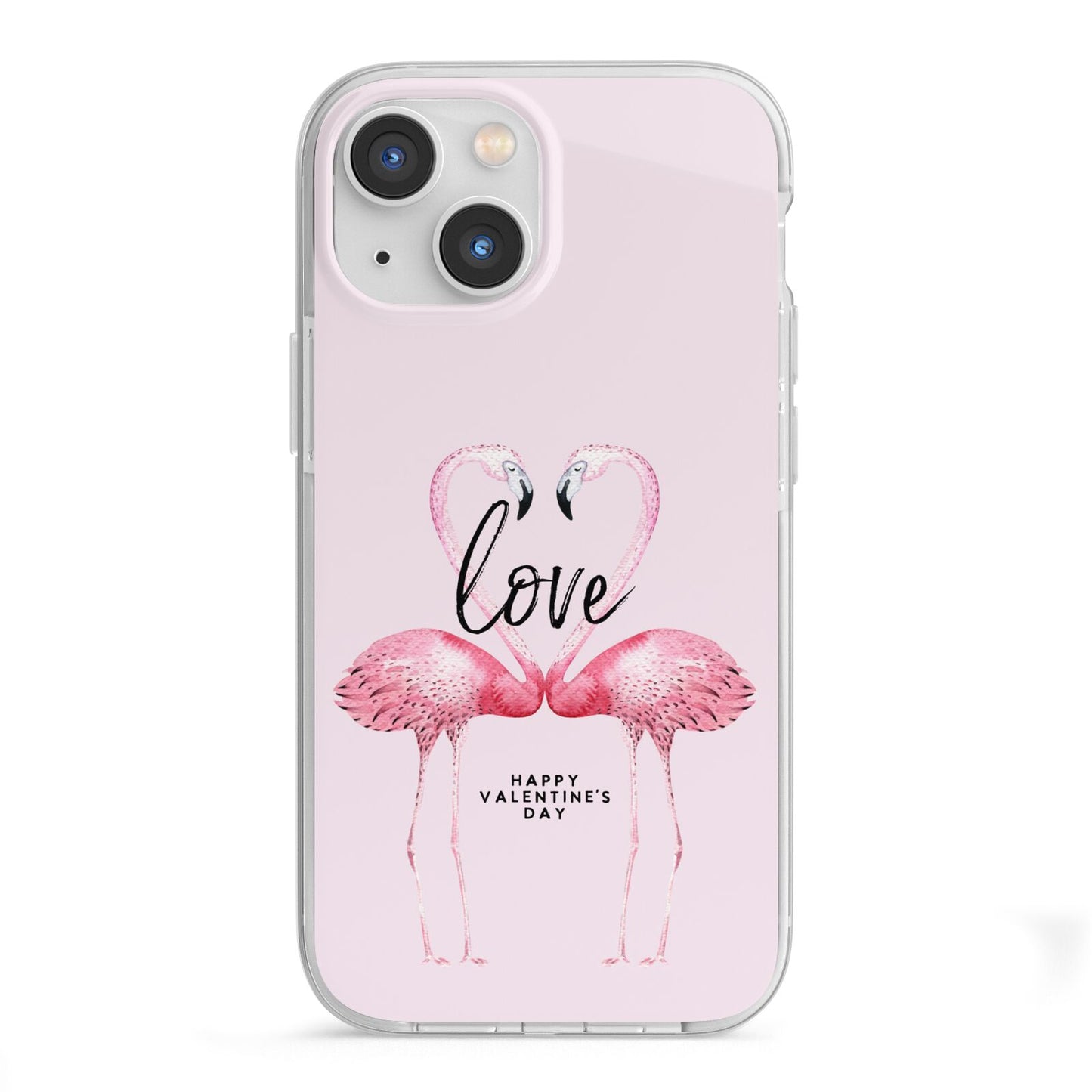 Flamingo Valentines Day iPhone 13 Mini TPU Impact Case with White Edges