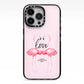 Flamingo Valentines Day iPhone 13 Pro Black Impact Case on Silver phone