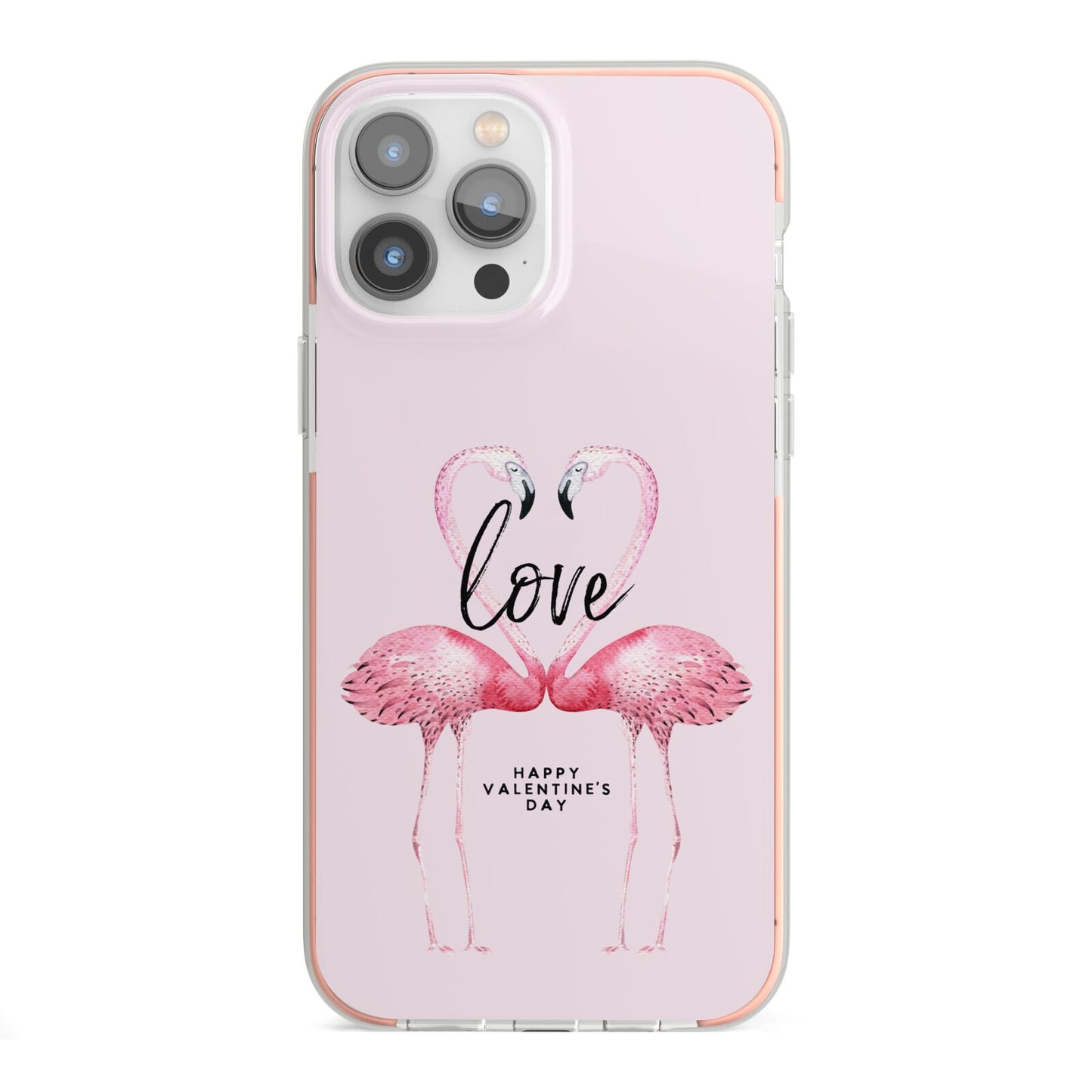 Flamingo Valentines Day iPhone 13 Pro Max TPU Impact Case with Pink Edges