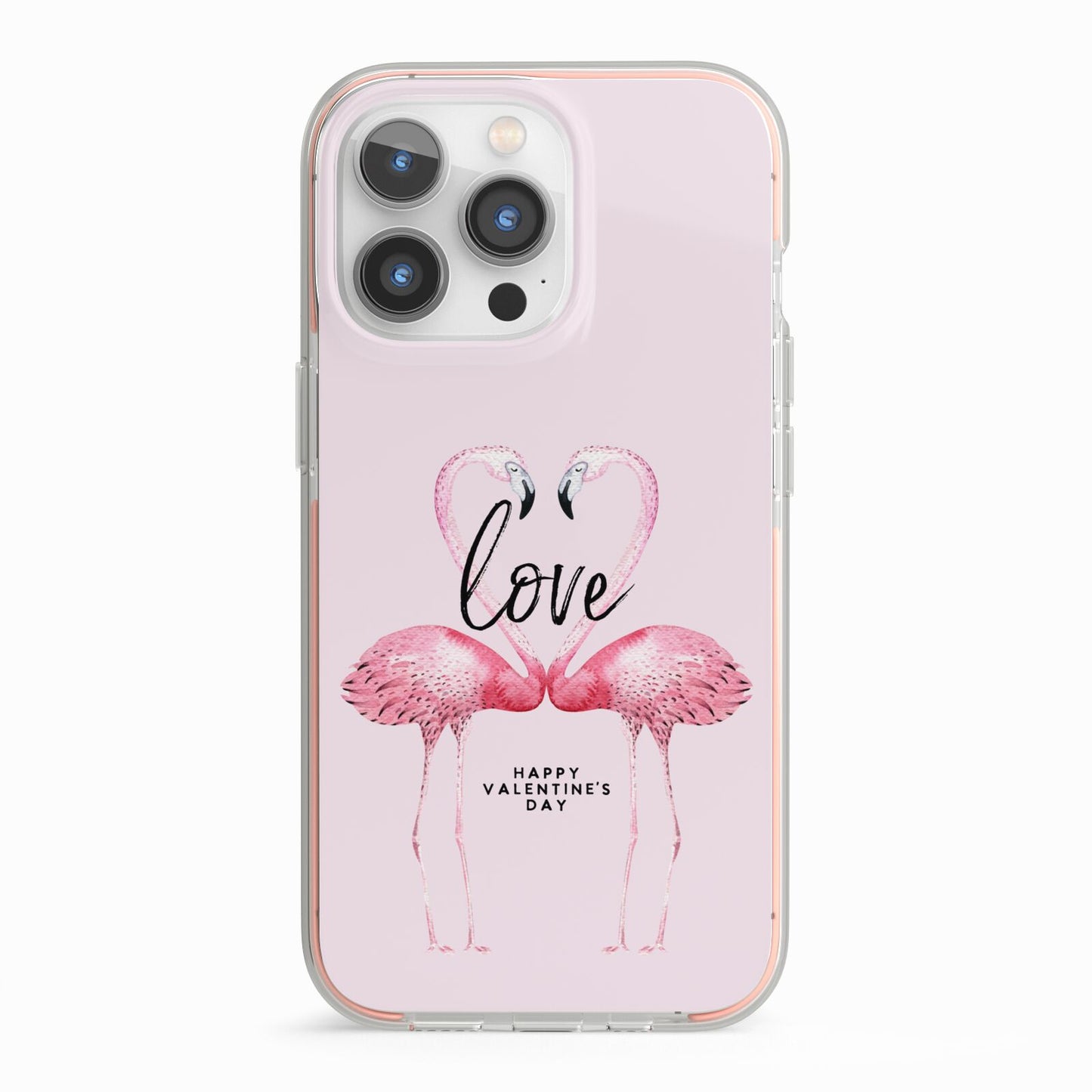Flamingo Valentines Day iPhone 13 Pro TPU Impact Case with Pink Edges