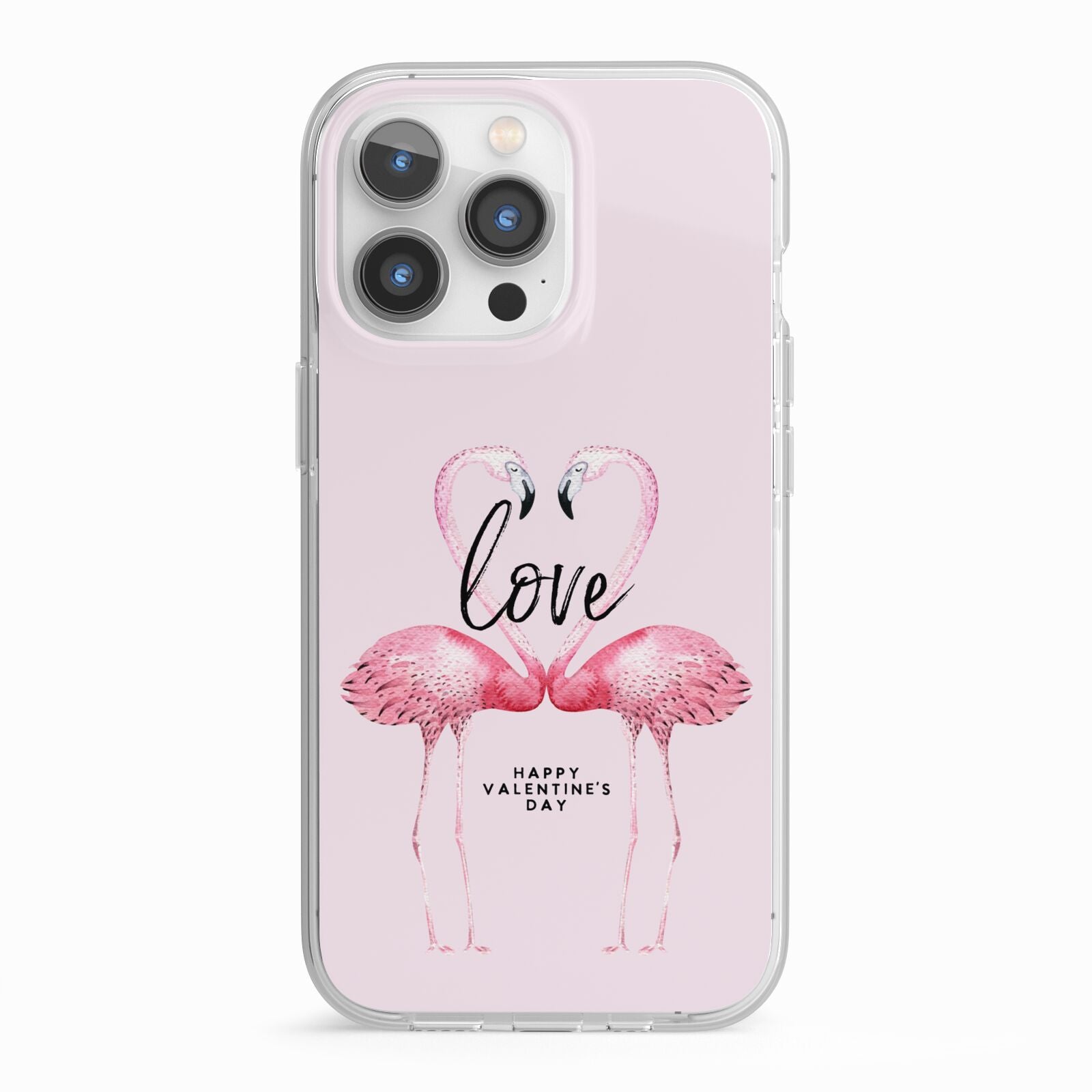 Flamingo Valentines Day iPhone 13 Pro TPU Impact Case with White Edges