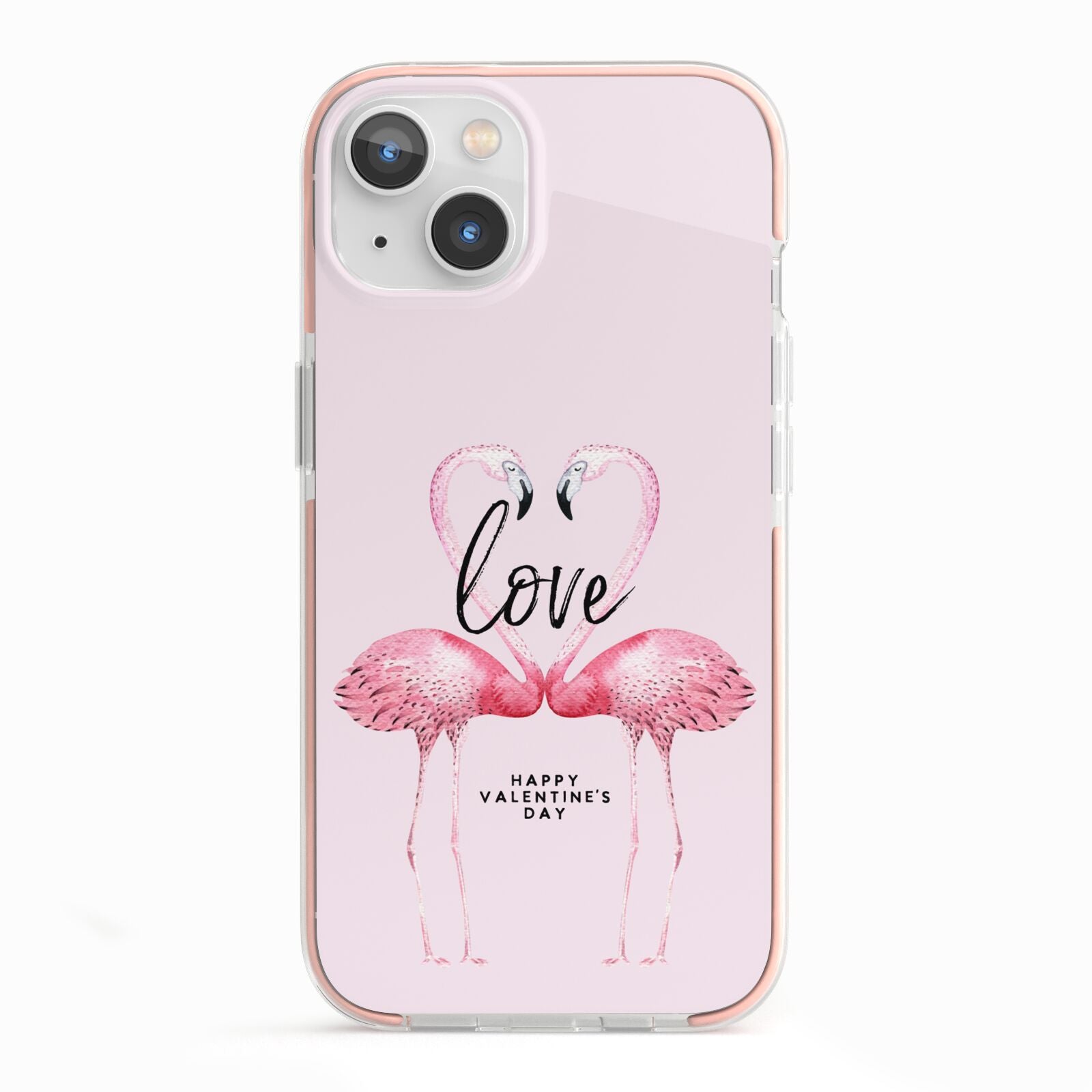 Flamingo Valentines Day iPhone 13 TPU Impact Case with Pink Edges