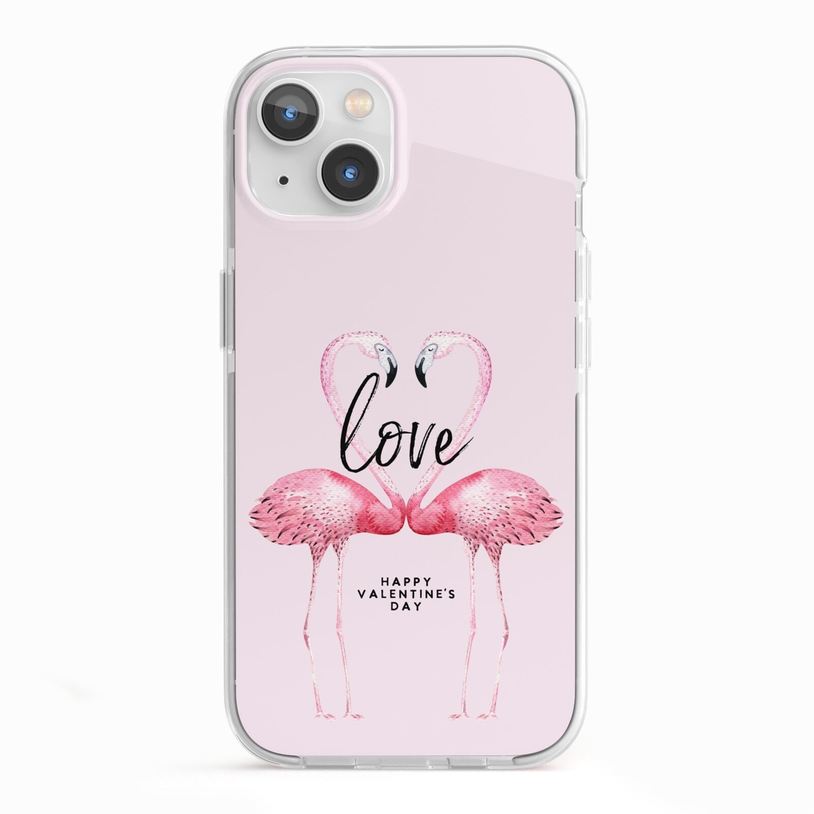 Flamingo Valentines Day iPhone 13 TPU Impact Case with White Edges