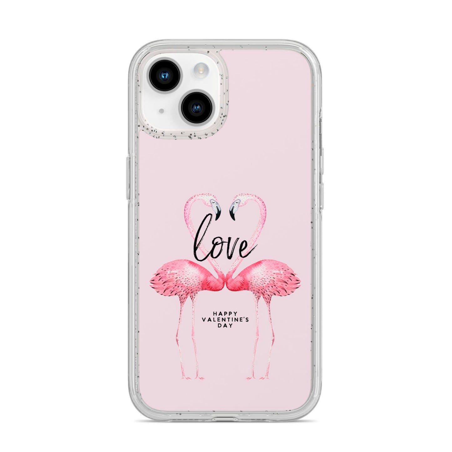 Flamingo Valentines Day iPhone 14 Glitter Tough Case Starlight