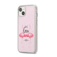 Flamingo Valentines Day iPhone 14 Plus Clear Tough Case Starlight Angled Image