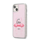 Flamingo Valentines Day iPhone 14 Plus Glitter Tough Case Starlight Angled Image