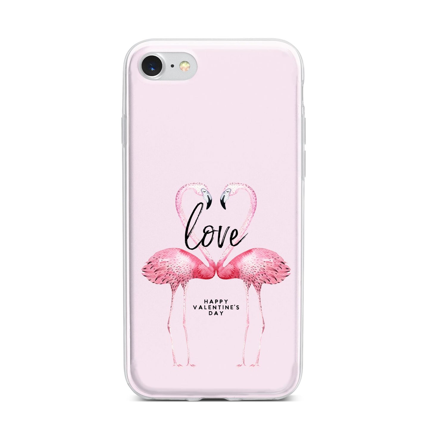 Flamingo Valentines Day iPhone 7 Bumper Case on Silver iPhone
