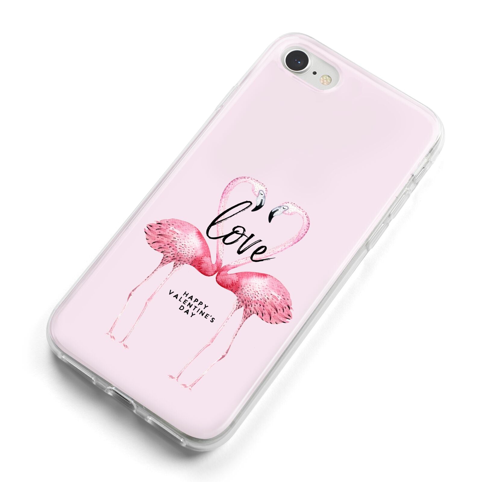 Flamingo Valentines Day iPhone 8 Bumper Case on Silver iPhone Alternative Image