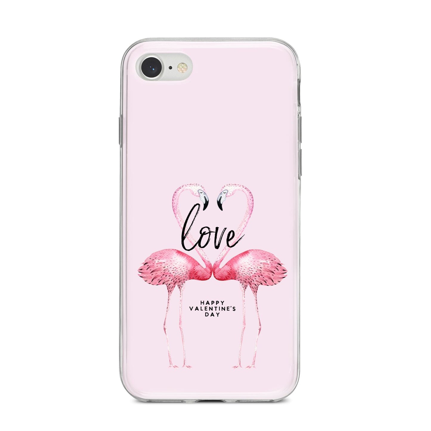 Flamingo Valentines Day iPhone 8 Bumper Case on Silver iPhone