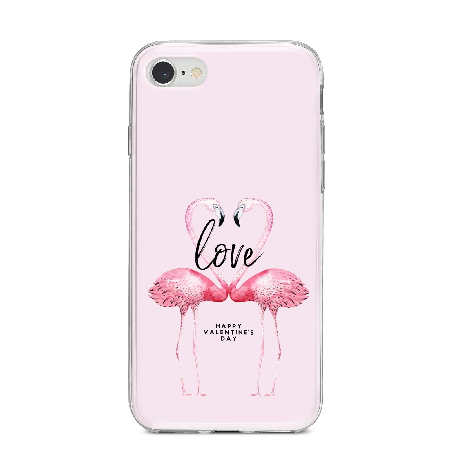 Flamingo Valentines Day iPhone 8 Bumper Case on Silver iPhone