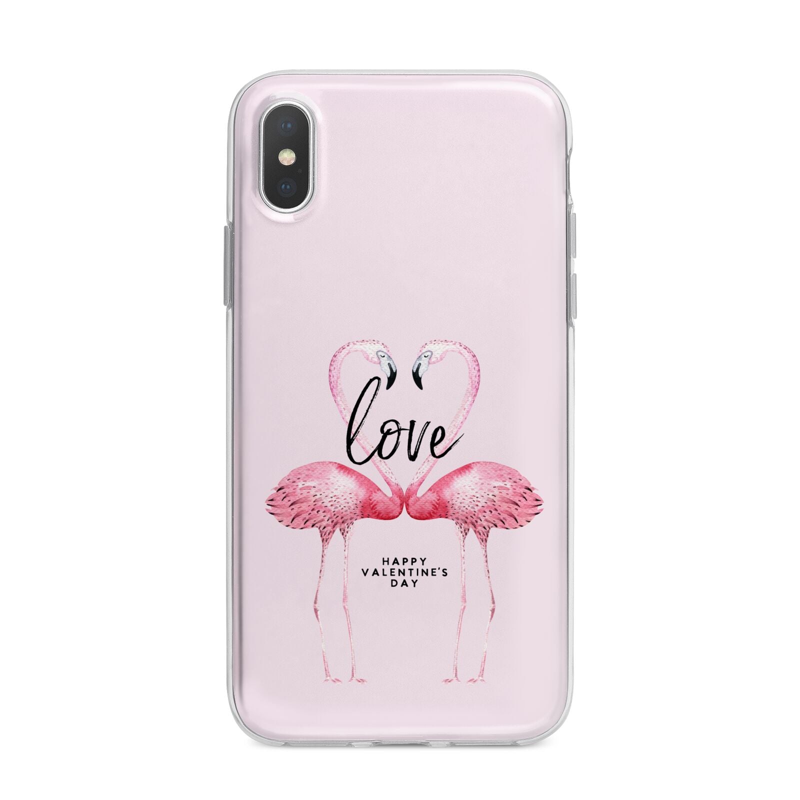 Flamingo Valentines Day iPhone X Bumper Case on Silver iPhone Alternative Image 1