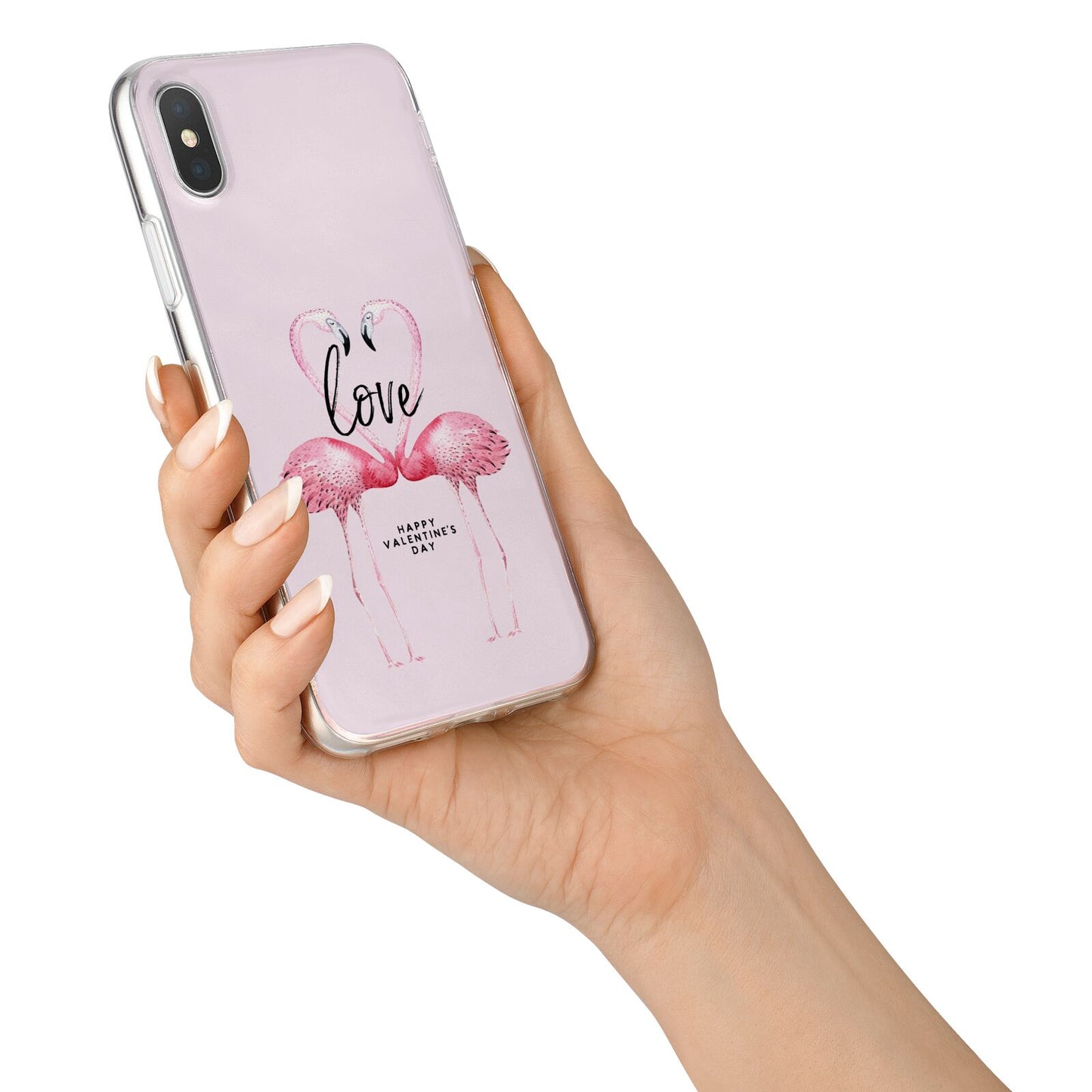 Flamingo Valentines Day iPhone X Bumper Case on Silver iPhone Alternative Image 2