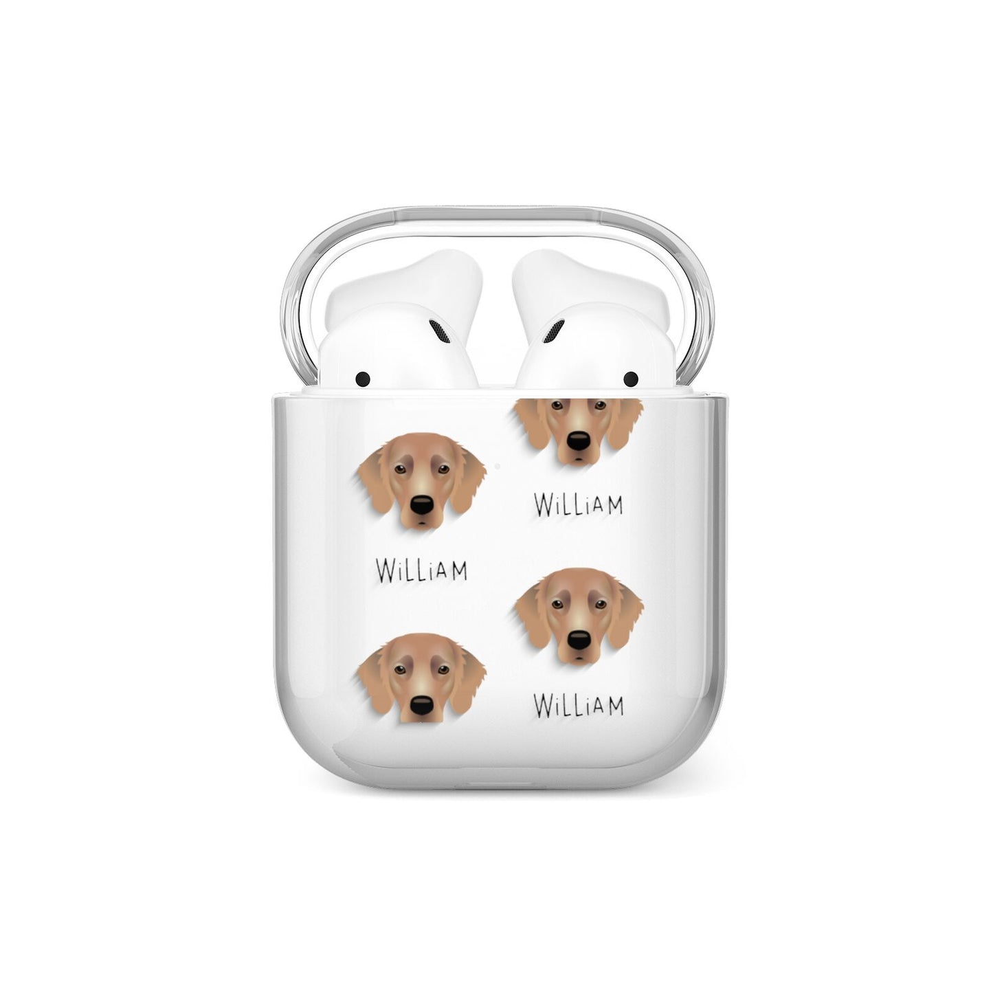 Flat Coated Retriever Icon with Name AirPods Case