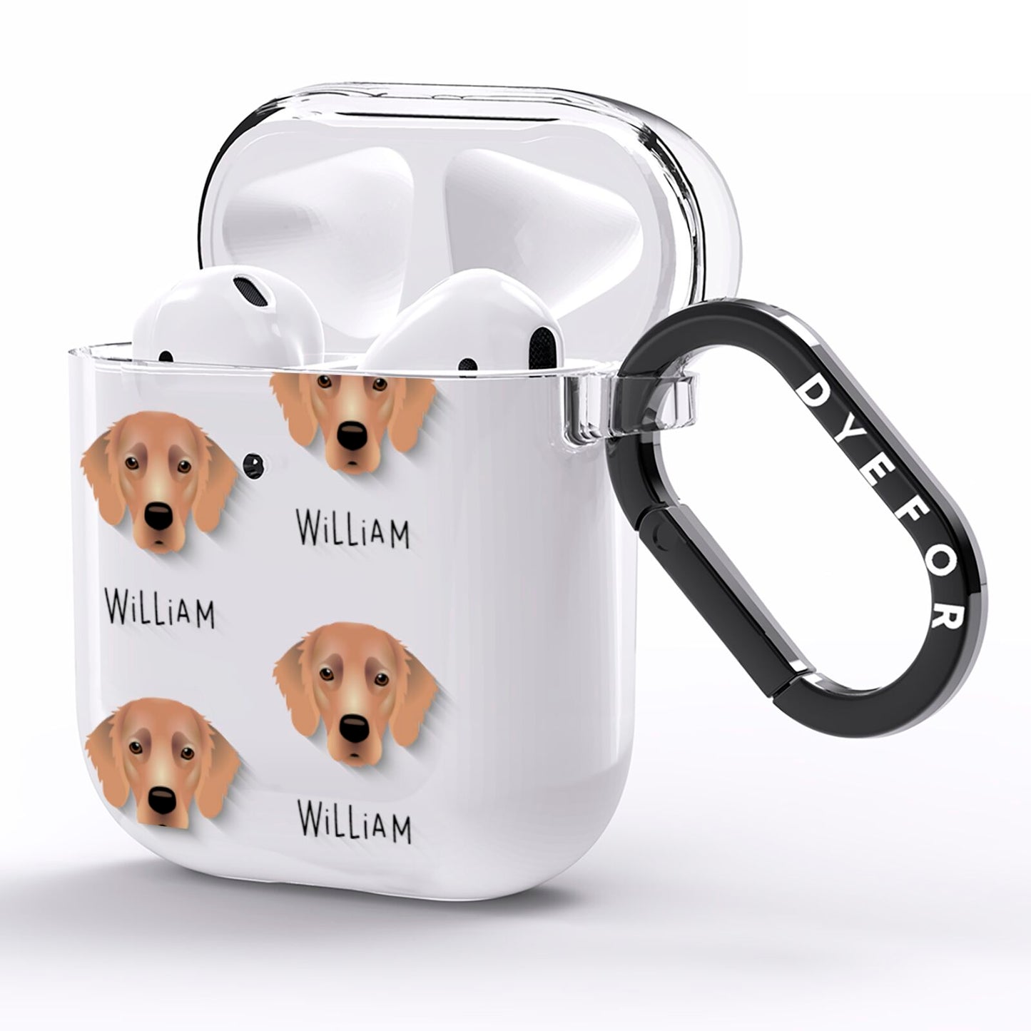 Flat Coated Retriever Icon with Name AirPods Clear Case Side Image