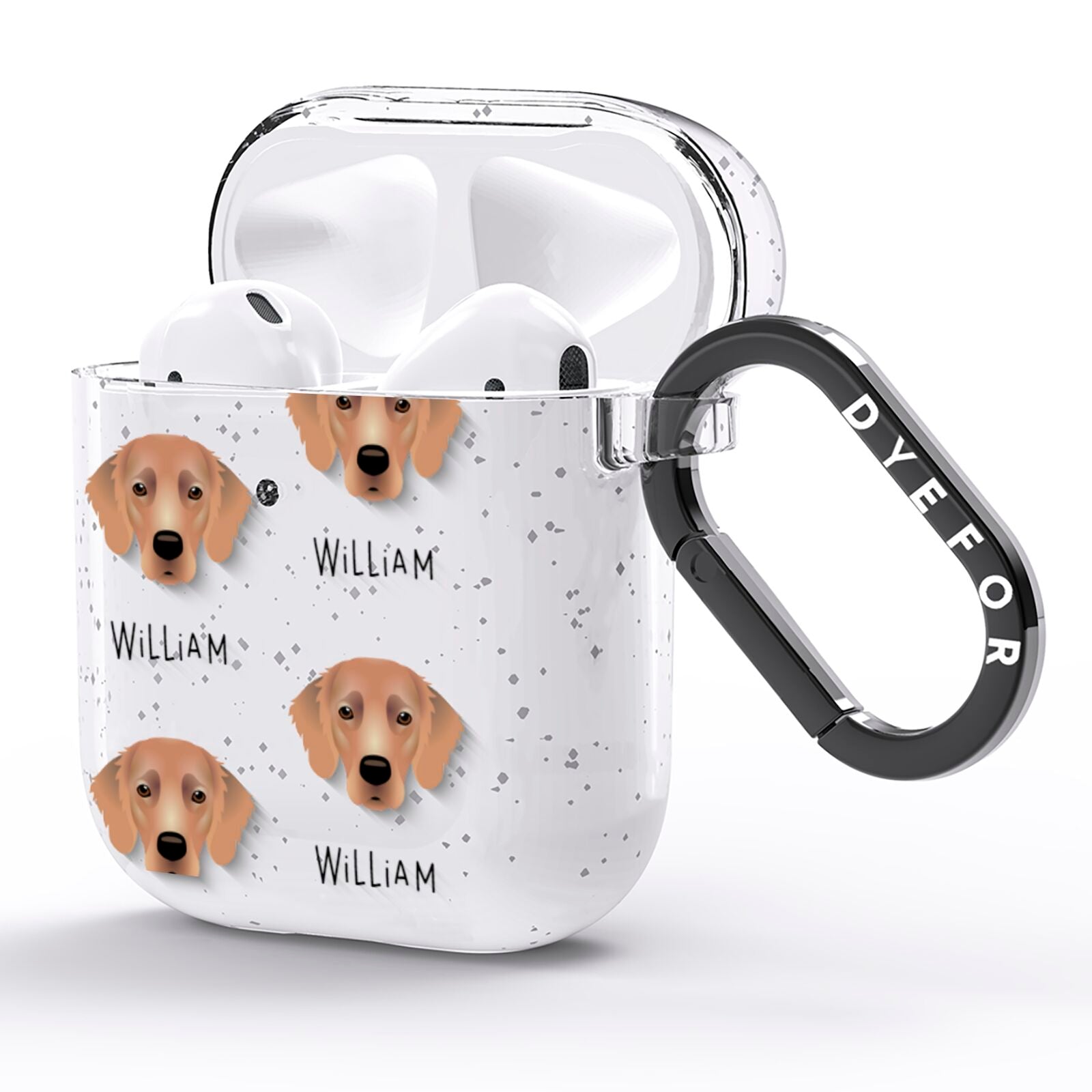 Flat Coated Retriever Icon with Name AirPods Glitter Case Side Image