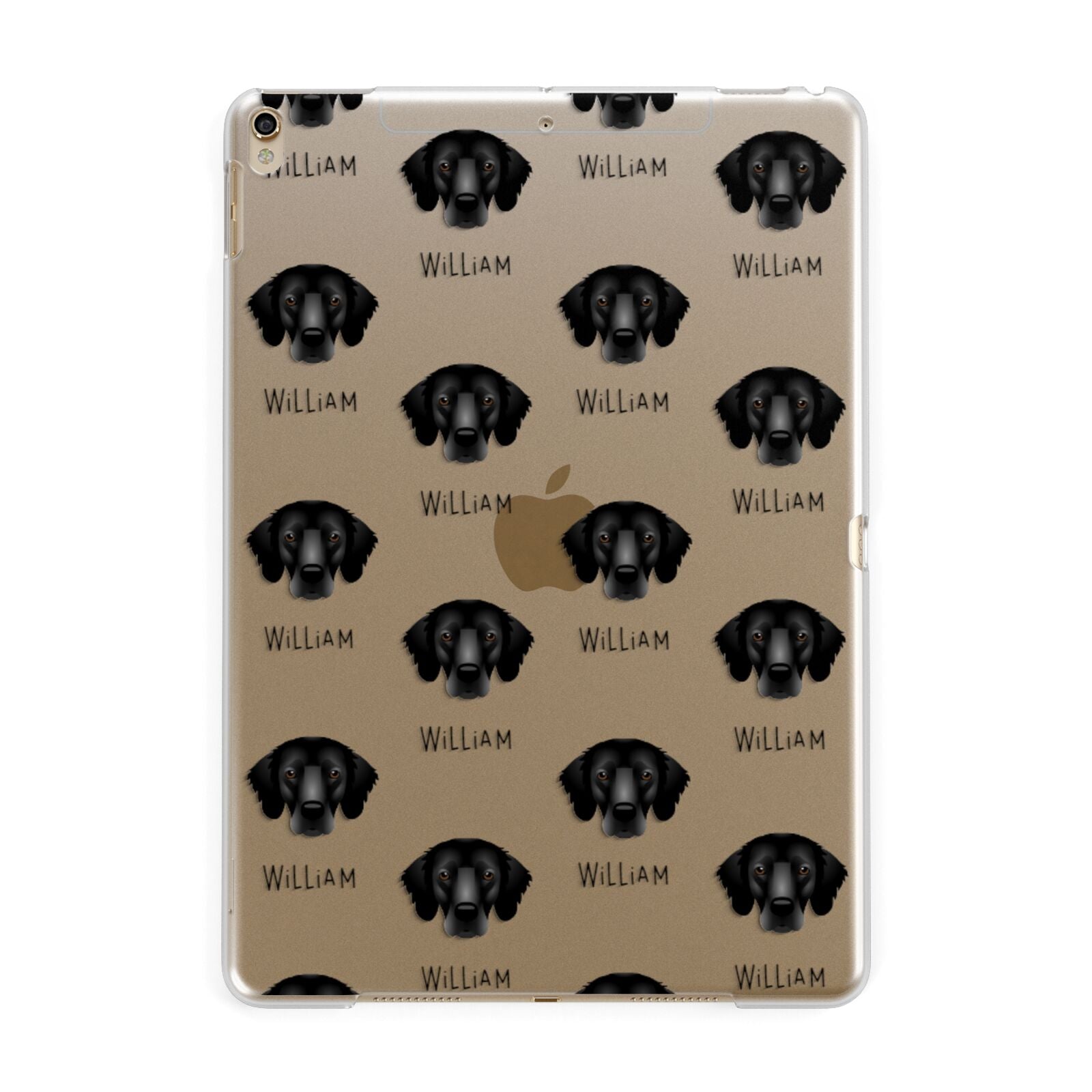 Flat Coated Retriever Icon with Name Apple iPad Gold Case