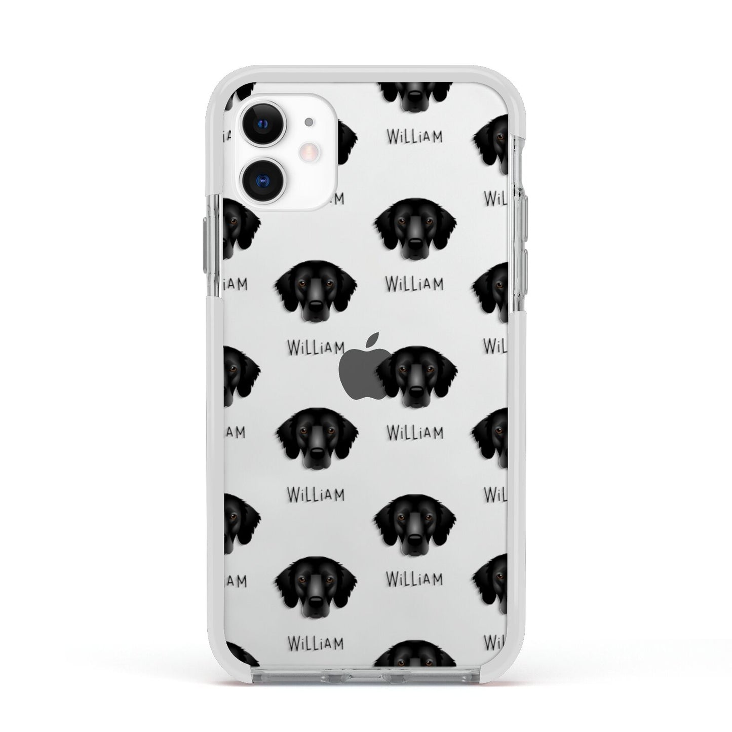 Flat Coated Retriever Icon with Name Apple iPhone 11 in White with White Impact Case