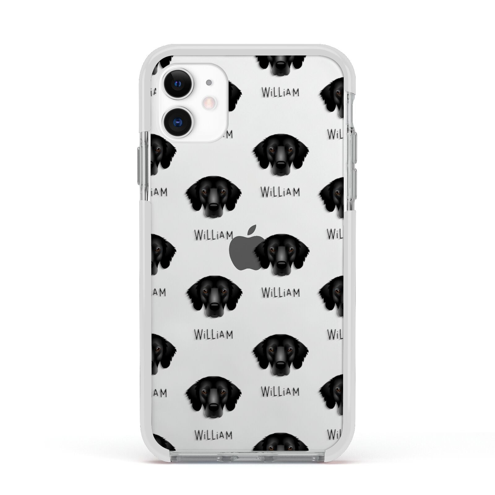 Flat Coated Retriever Icon with Name Apple iPhone 11 in White with White Impact Case