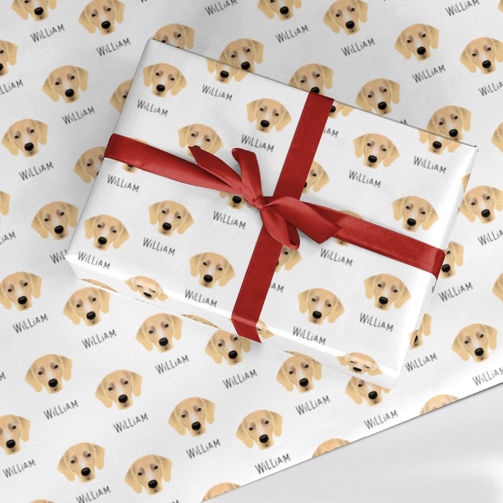 Flat Coated Retriever Icon with Name Custom Wrapping Paper